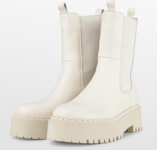 PS Poelman Kimmy Dames  - mt 40 - Leren Chunky Chelsea Enkellaarzen met Elastiek