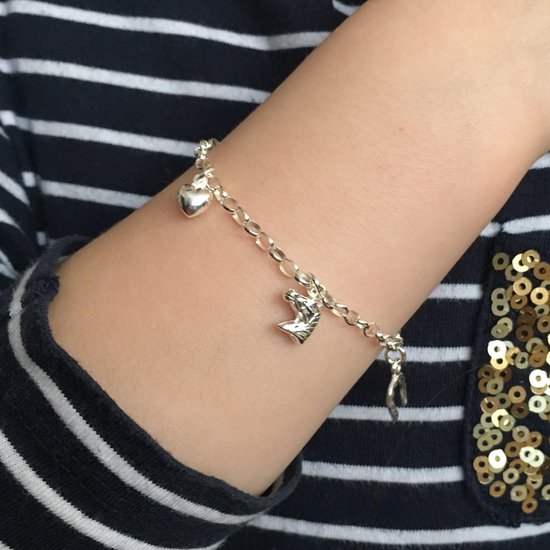 Lilly bedelarmband - paard - hoefijzer - hart - 16 cm - zilver