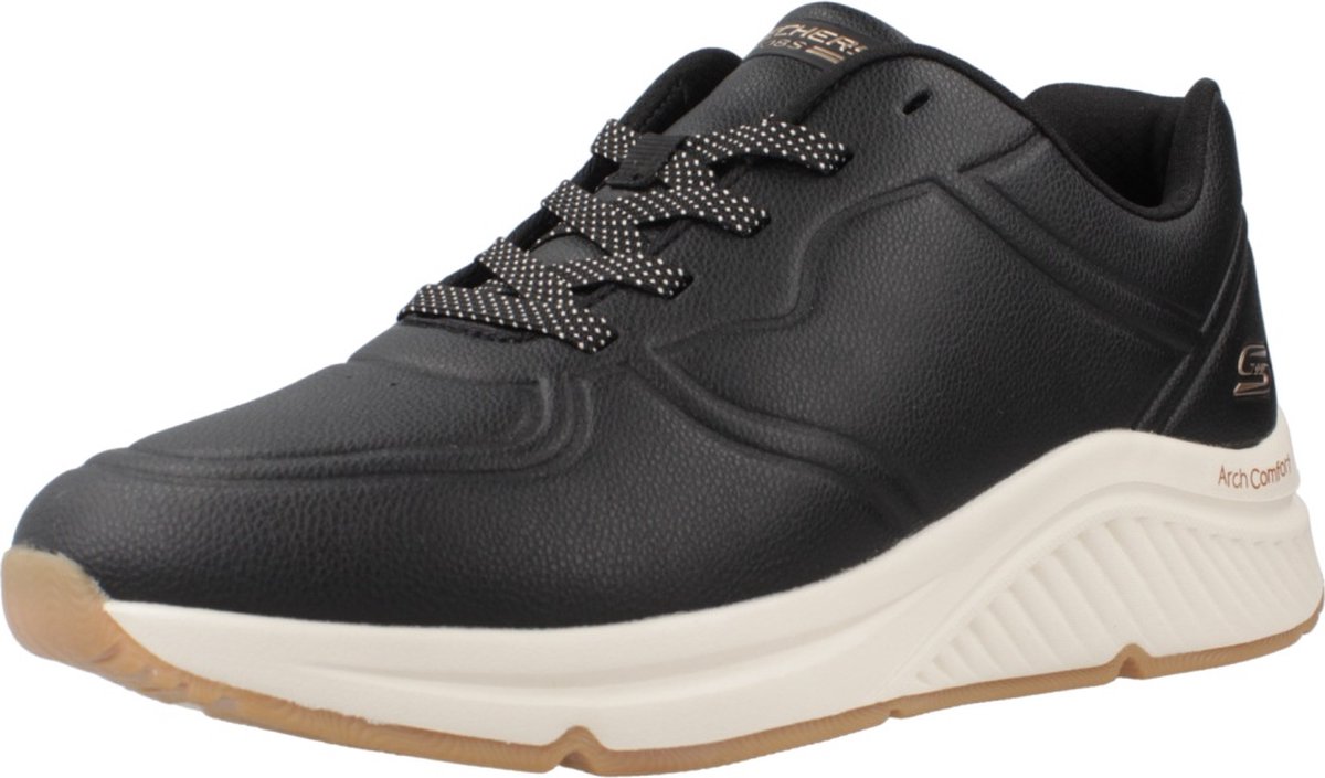 sneaker, zwart, leer, witte zool, veters