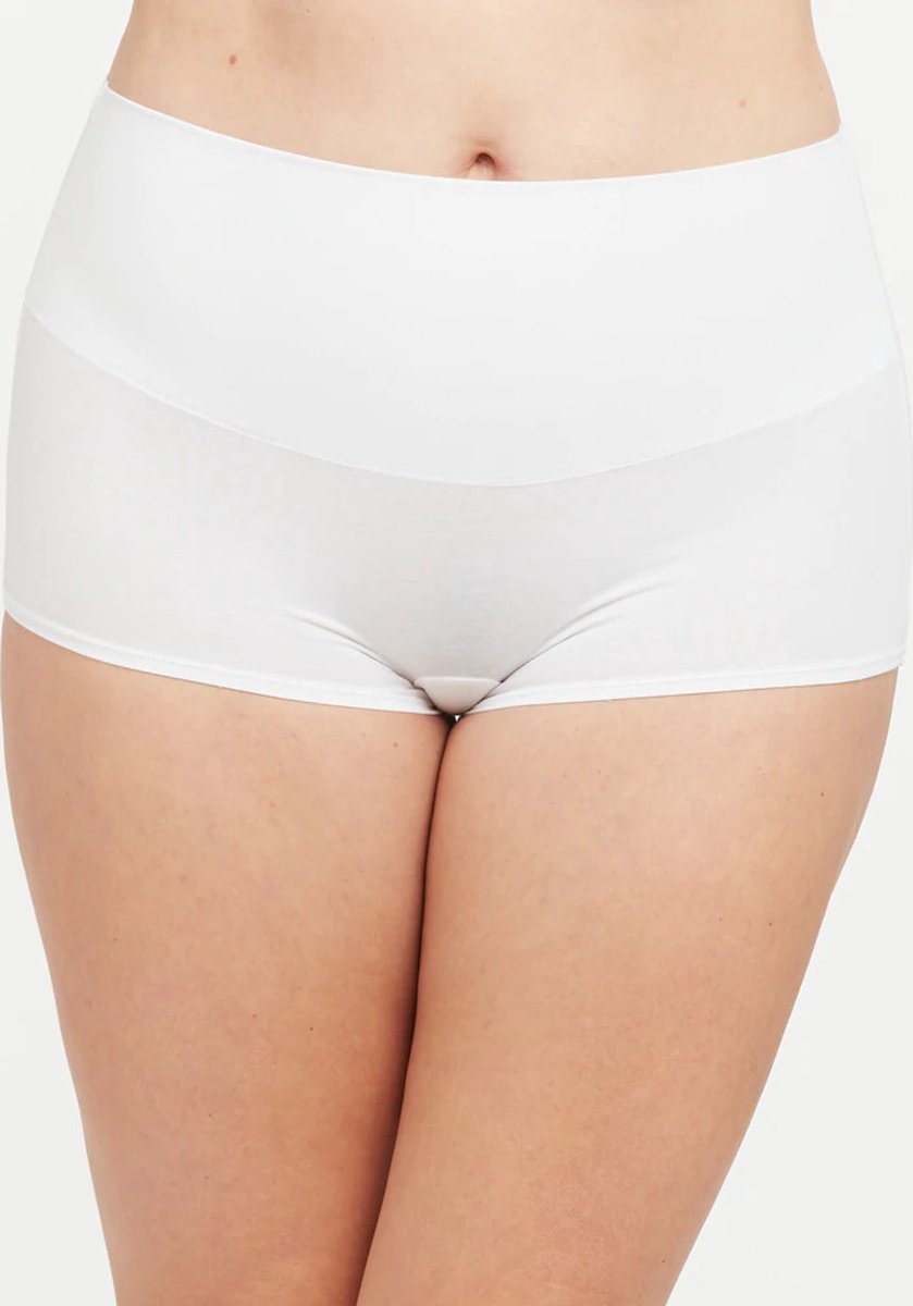 onderbroek, shorts, hoog taille, wit