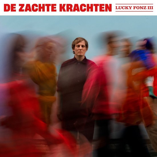 man, groep, blur, rode sjaal, stedelijk
