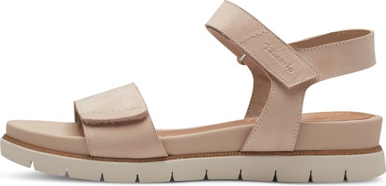 sandalen, sandalen met bandjes, neutrale kleur, synthetisch leer, grof profielzool