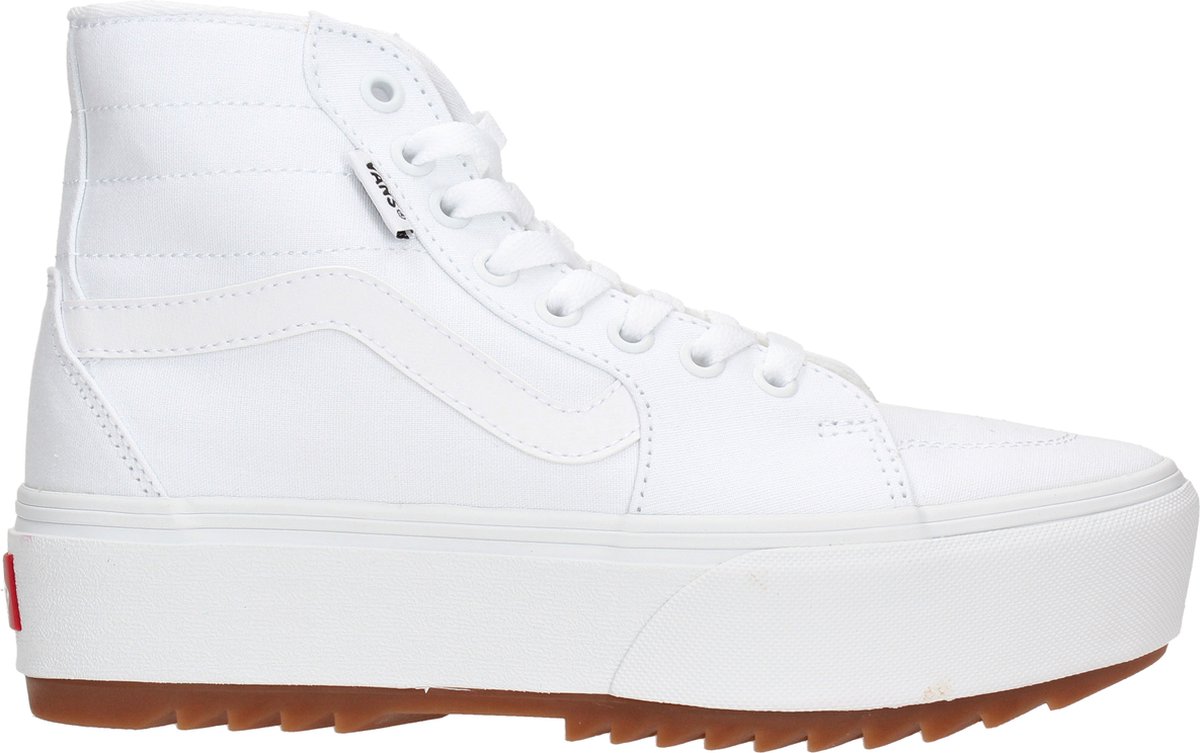 witte schoenen, platform sneakers, hoge enkel, canvas, vuurtjes zool