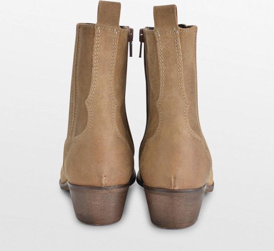 PS Poelman Nolia  - Maat 40 -Dames Leren Western Enkellaarzen - Cappuccino Beige