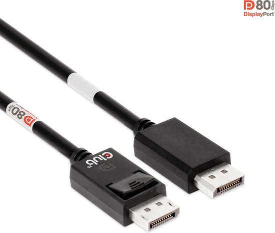 Club 3D DisplayPort™ 2.1 VESA DP™80-gecertificeerde kabel 4K240Hz, 8K60Hz of 10K60Hz M/M 1,2 m/3,94ft