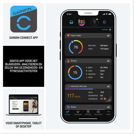 Garmin Venu 3 - Smartwatch - Sporthorloge - AMOLED-Scherm - 14 dagen batterij - Spraakassistent - Mu