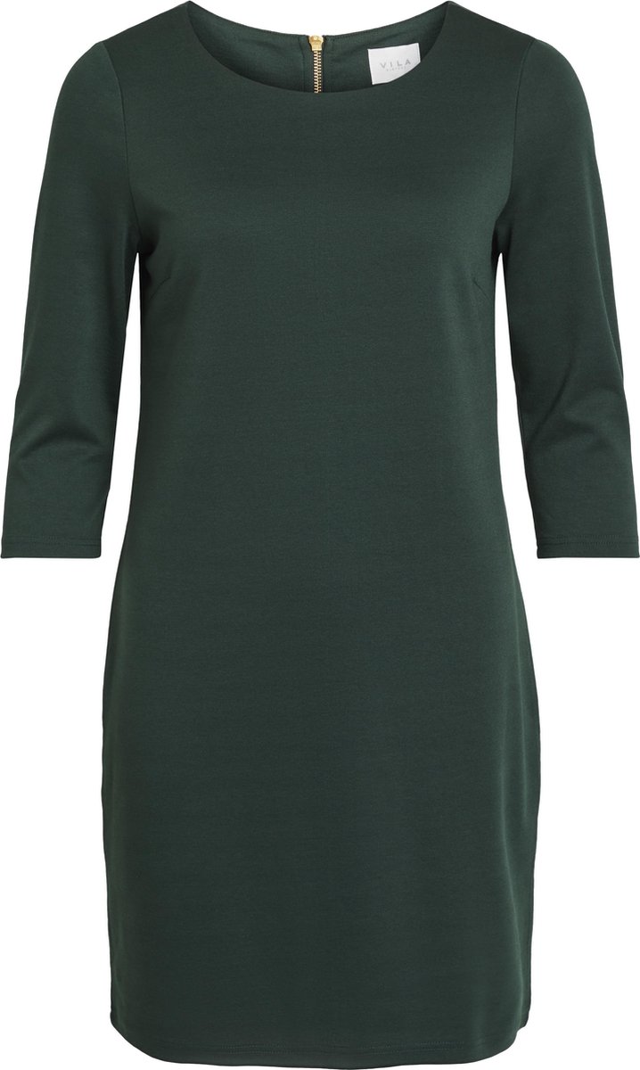 jurk, polyester, donkergroen, korte_mouw, zomerse_jurk