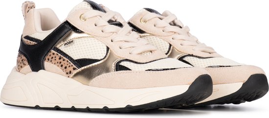 Posh by Poelman - maat 40 - CARO Dames Sneaker - Beige met combinatie