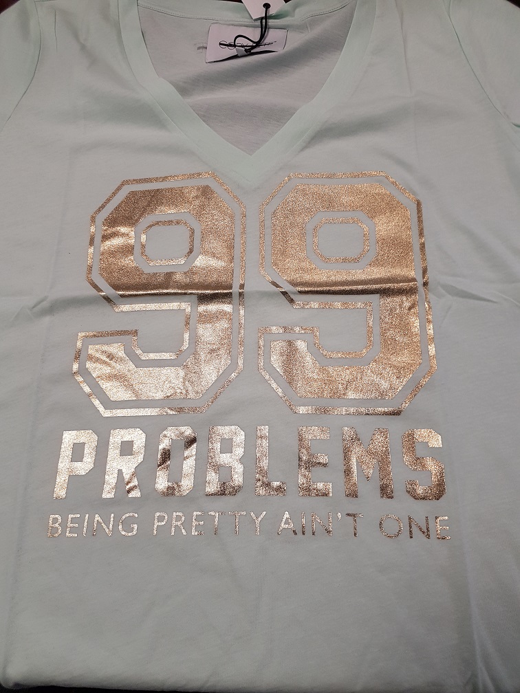 T-shirt dames - mintgroen - 99 problems - mt S
