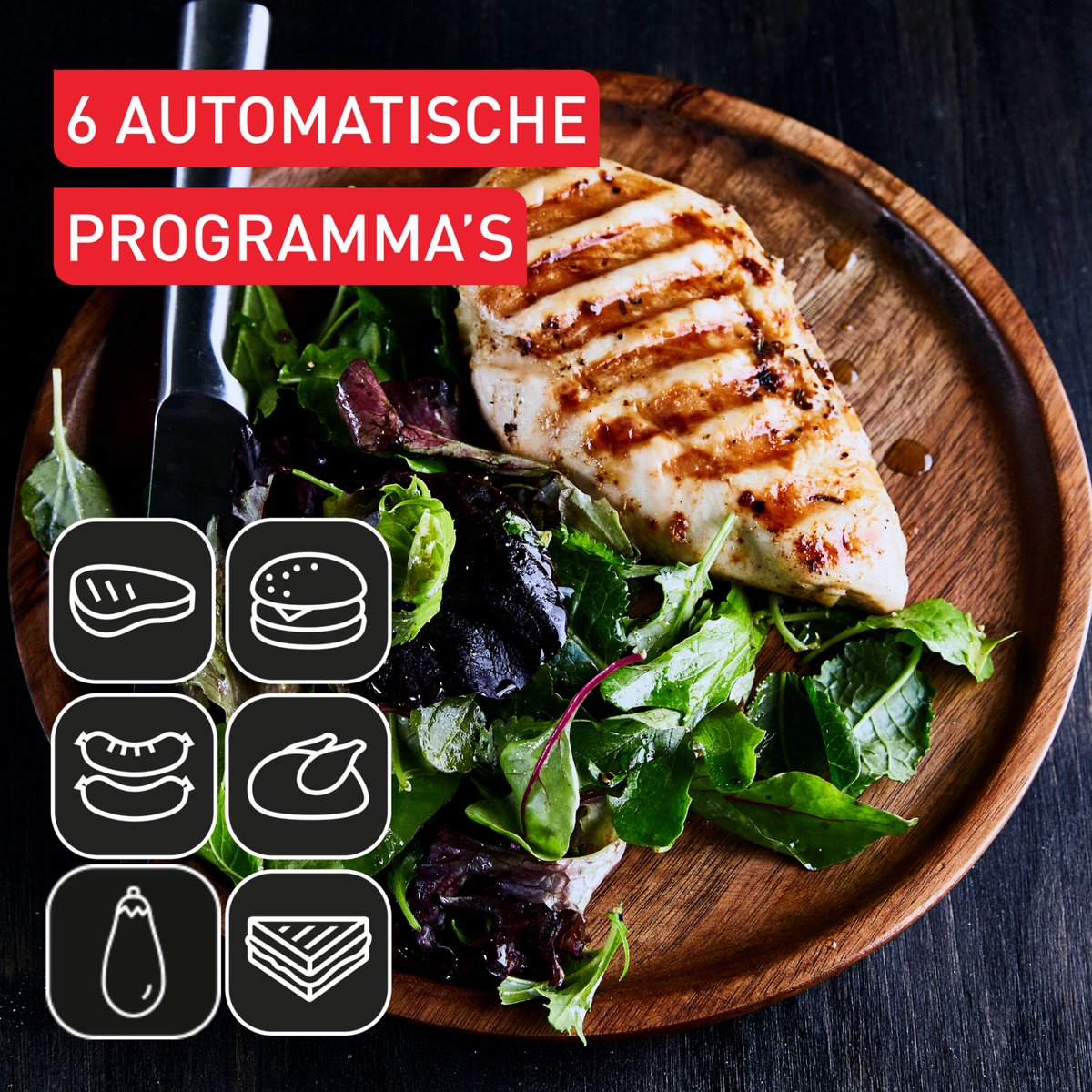 Tefal OptiGrill GC71EL - Intelligente Contactgrill - Keramische uitneembare platen - PFAS vrij - 6 Automatische Programma's - Gaarheidsindicator
