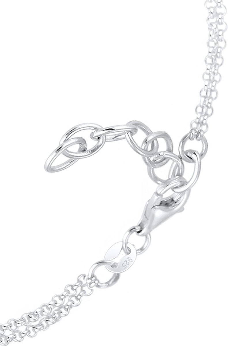 Elli Armbanden Hartje met Kristal 925 Sterling Zilver - 17 cm