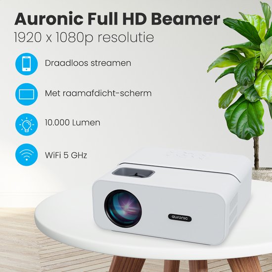 Beamer - 10.000 Lumen - WiFi - 170 inch Projector - Full HD - HDMI-kabel, Afstandsbediening, Project