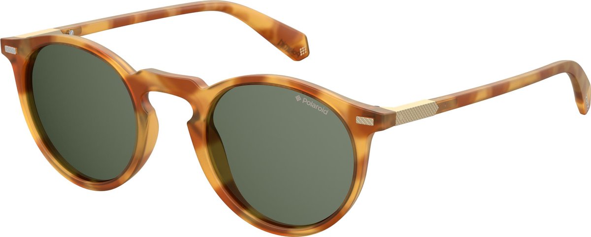 zonnebril, ronde, tortoisekleur, plastic, groene glazen