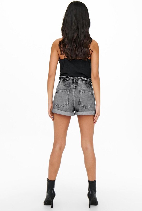 Only - Maat XL - Broek Onlcuba Life Paperbag Dnm Shorts No 15200196 Grey Denim Dames
