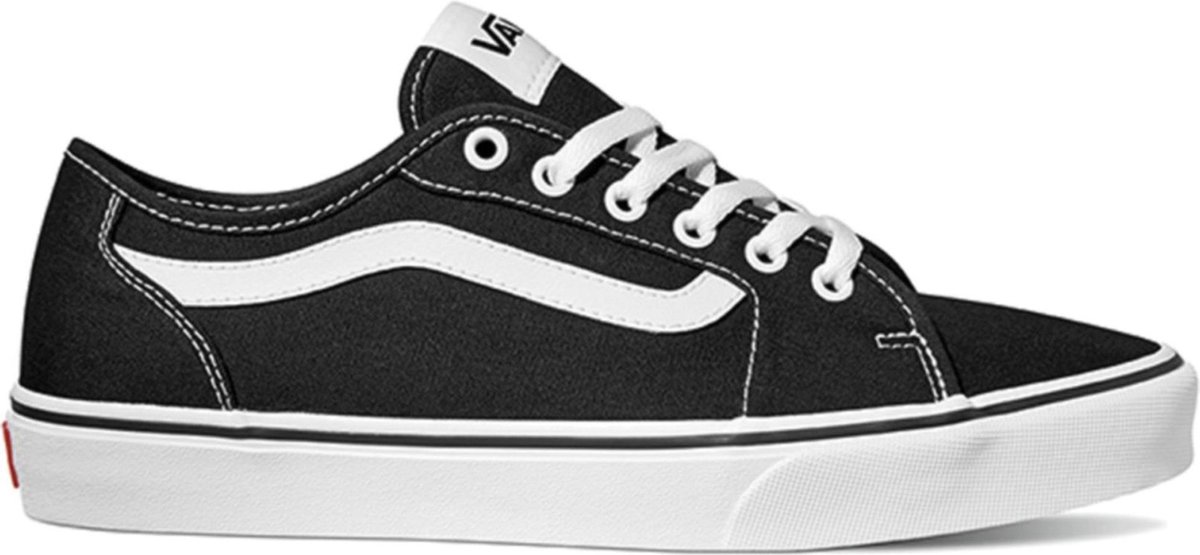 sneaker, katoen, zwart, vans-stijl, witte zool