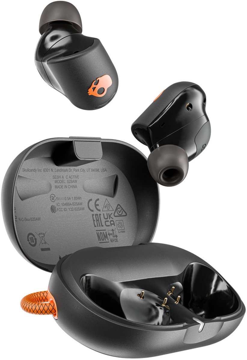 in-ear, wireless, oortjes, oplaadcase, oranje-accent