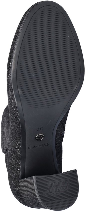 pumps, zwart, glitterstof, lage hak, slip-on