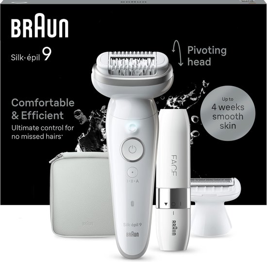 Braun Silk·épil 9 - Epilator Voor Eenvoudige Ontharing - Langdurig Gladde Huid - 9-041 - Wit/Zilver