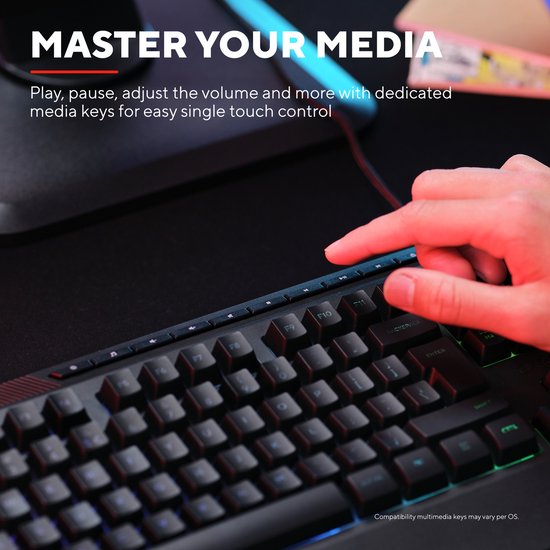 Trust GXT836 Evocx - Gaming Keyboard met Verlichting - Polssteun - Multimedia toetsen - Qwerty US -