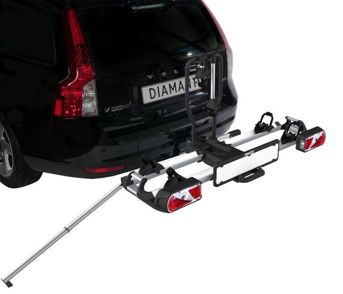 hitch-mounted rack, fiets achterrek, trekhaak montage, ruiterbaar draagrek, auto achterop bevestiging