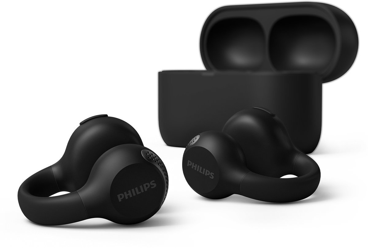 oortjes, in-ear, truly wireless, black, case
