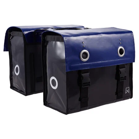 fiets tas, dubbel pannier, waterdicht, blauw, reflecterende ringen