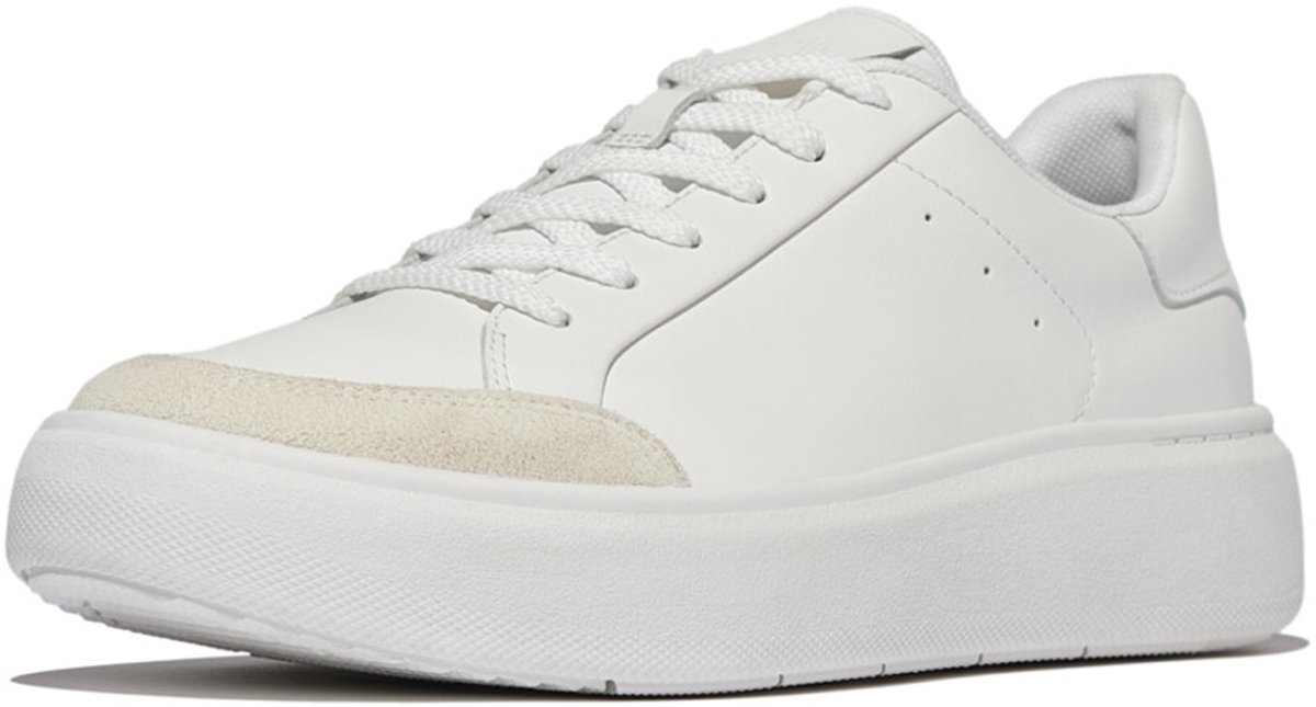 sneaker, wit, veterschoenen, dikke zool, suede neusstuk
