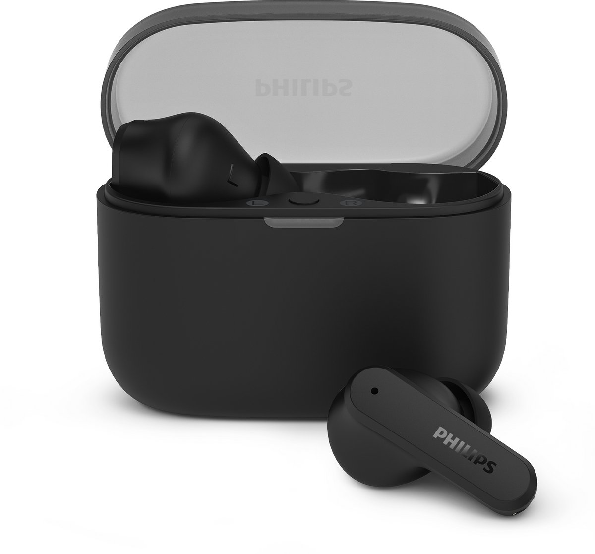 oortjes, in-ear, draadloos, case, zwart