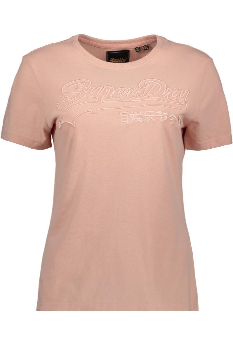 t-shirt, roze, korte mouwen, embleem/text, opschrift