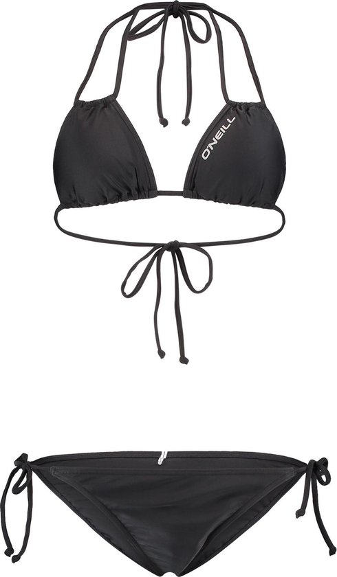 bikini, twee-delig, driehoektop, touwsluiting, zwart