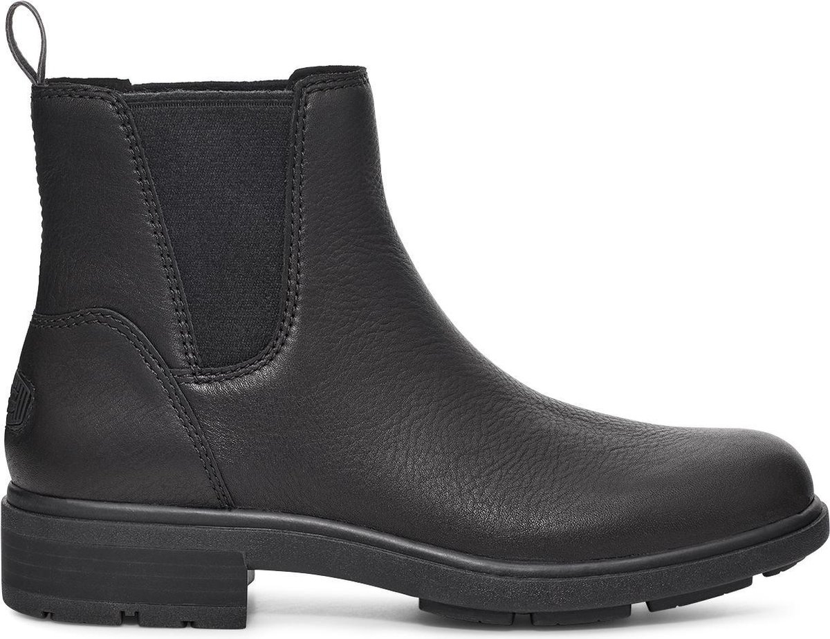 boots, ankle boot, leer, zwart, antislipzool