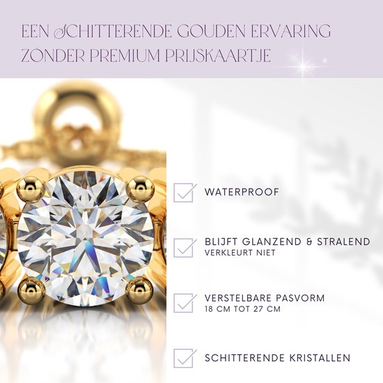 Tennis Armband Dames  - Verstelbare Tennisarmband - Goudkleurig - Stijlvol - Cadeau Vriendin M