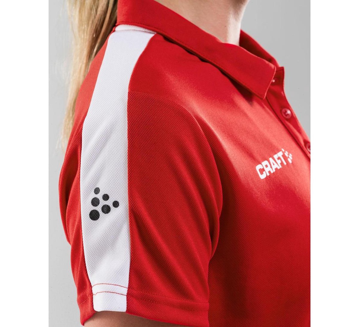 Craft Progress Polo Pique dames Sportpolo - Maat S - Vrouwen - rood/wit