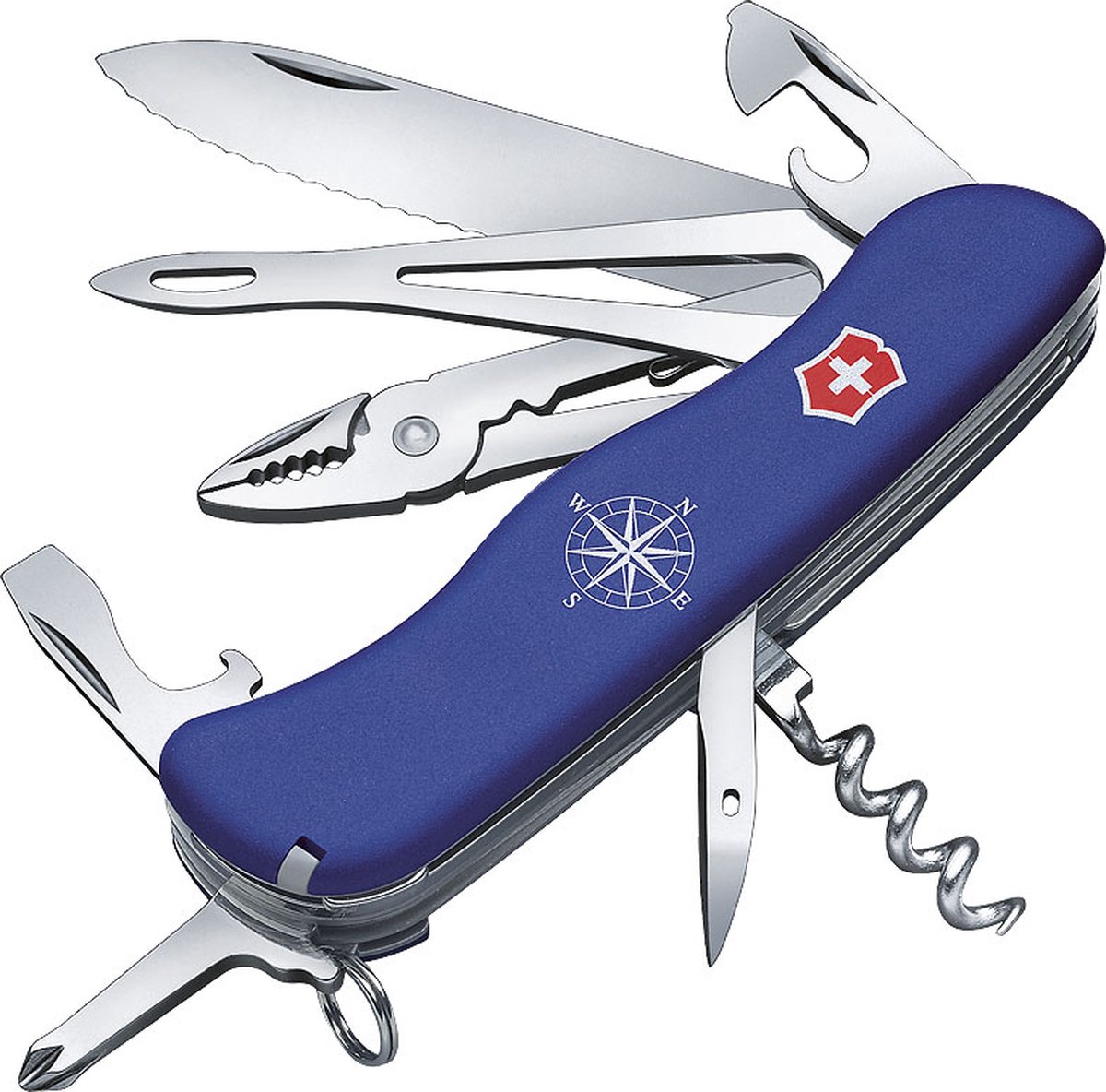 sleutelwoorden, multitool, roestvrij staal, blauwe kleur, compact campingutje