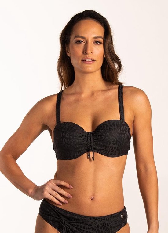 Beachlife - Maat 36E - Textured Leo voorgevormde bikinitop met beugel Dames