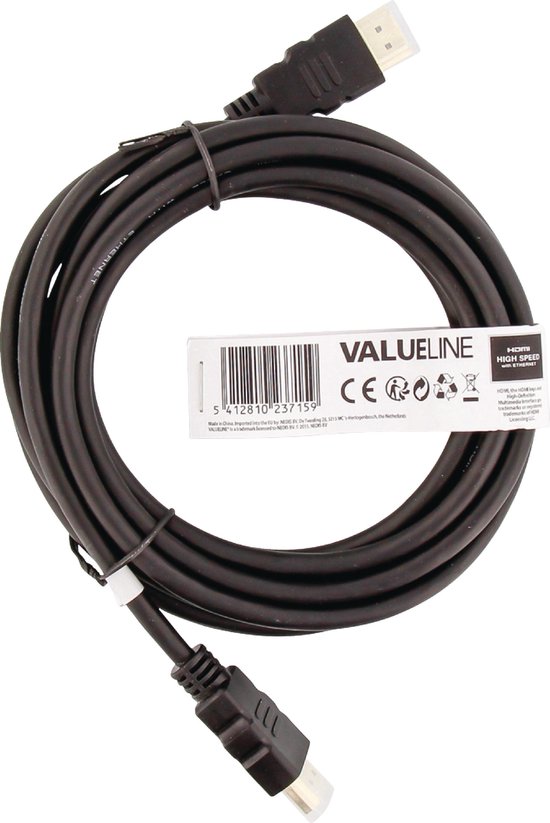 Valueline High Speed HDMI-kabel met ethernet HDMI-connector - HDMI-connector 3 m zwart