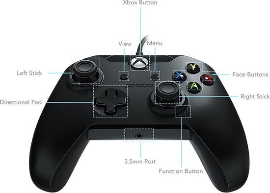 PDP controller - Official Licensed - Xbox One + Windows 10 - Zwart