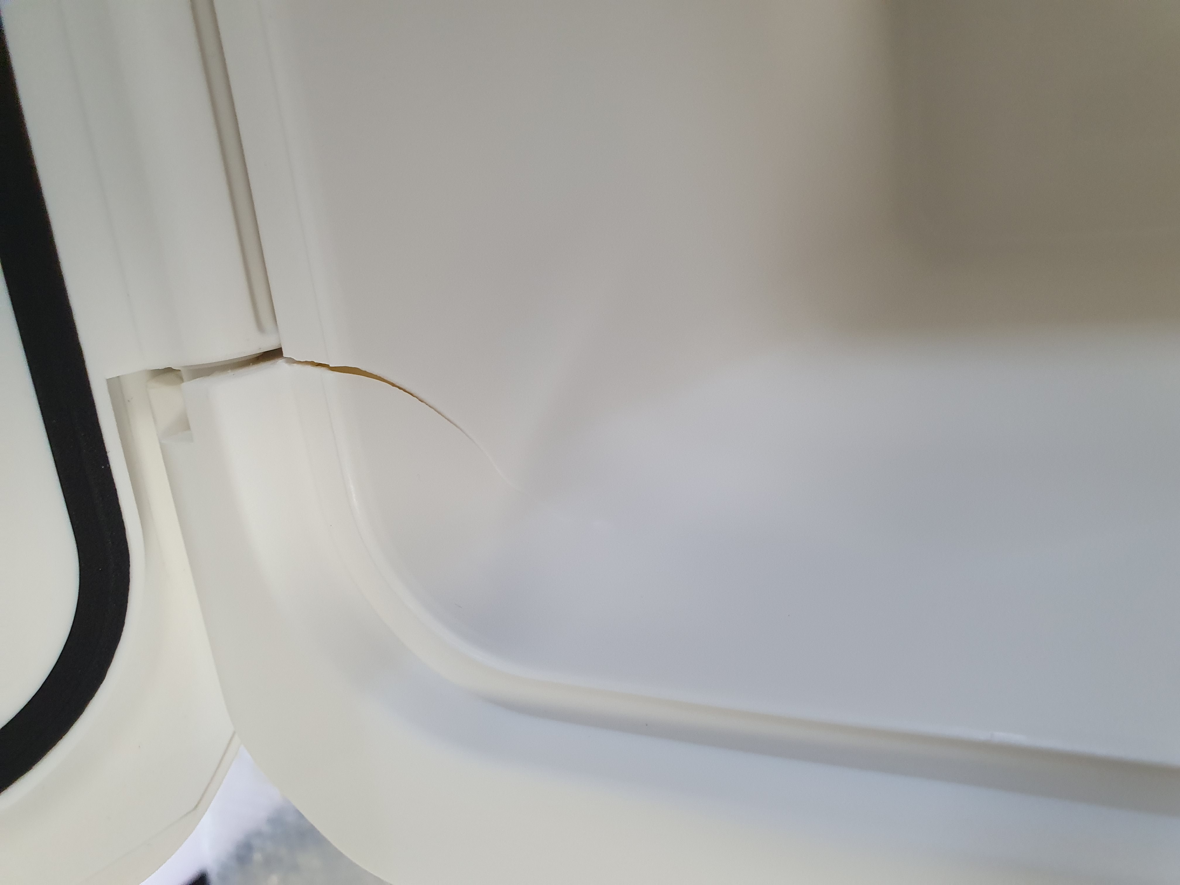 crack, scheur, kunststof, wit, randrand