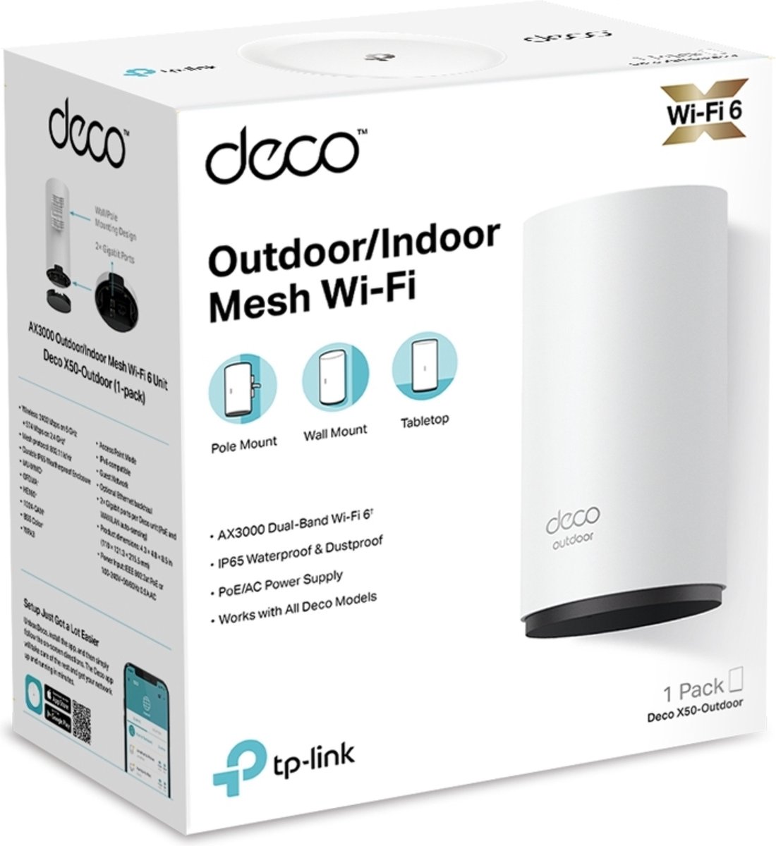 Outdoor Wi-Fi, Mesh Wi-Fi, Tabletop/Wall Mount, PoE/AC Power, IP65 Waterproof