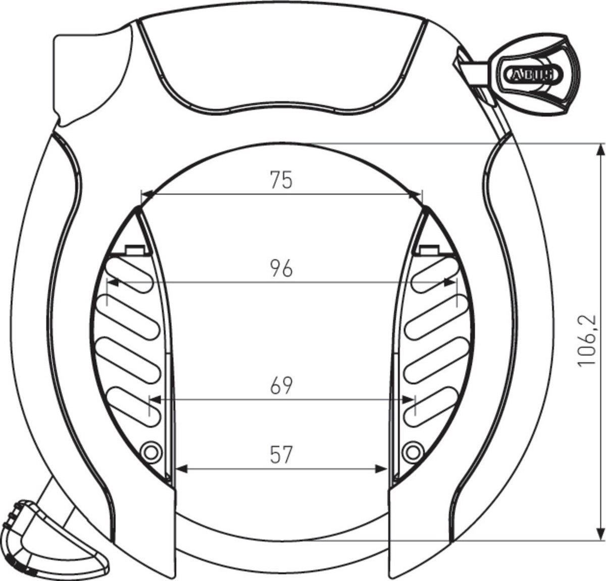 Fietsslot ABUS Ringslot - PRO SHIELD XPlus™ 5955 R black - Security level 9 - ART 2 - Geschikt voor elektrische fietsen en stadsfietsen