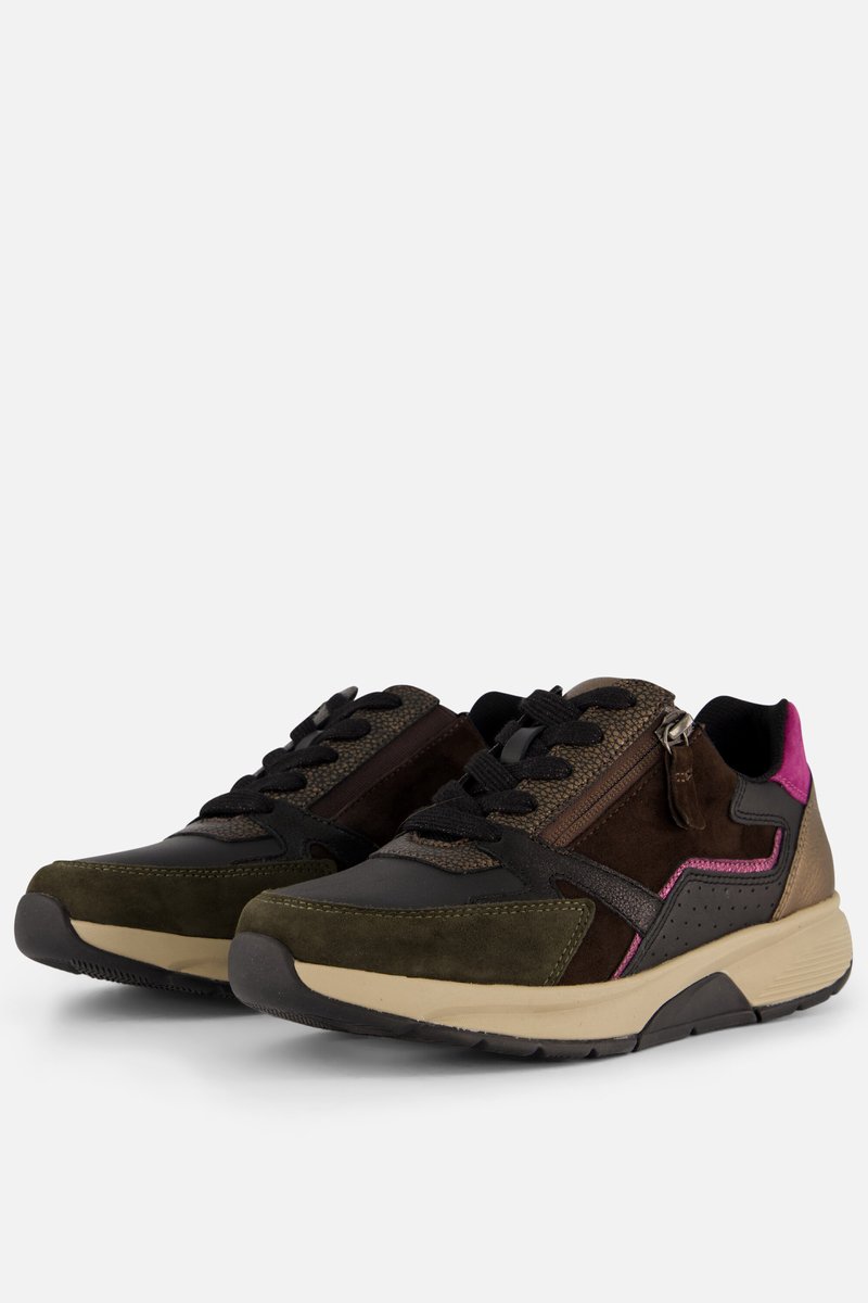 sneakers, zwarte, bruin, kunstleder, lopende schoen