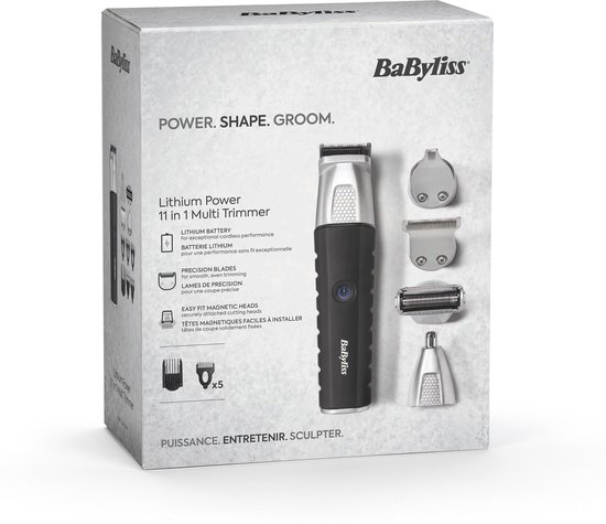 DGM-outlet-BaByliss-Lithium-Power-11-in-1-Multitrimmer-MT812E-6-Opzetkammen-0-4mm-10mm-100-Waterproof-aanbieding-prijs-sale-2 BaByliss Lithium Power 11 in 1 Multitrimmer MT812E - 6 Opzetkammen (Baard, Kaaklijn, Lichaam) - 0.4m