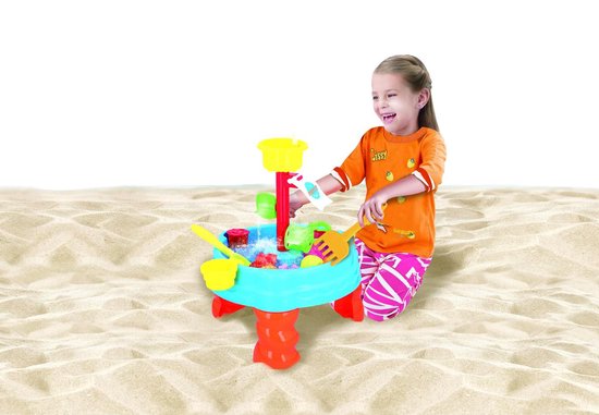 Eddy Toys zand- en watertafel - met bakje, harkje, schepje, gieter en 5 vormpjes - Ø 38 cm - 58,5 cm