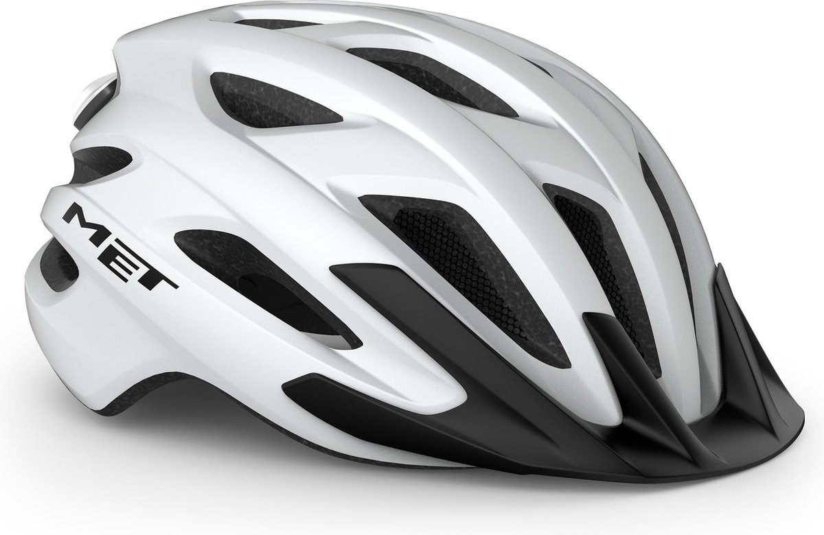 fietshelm, witte helm, ventilatieopeningen, rugsluiting, sporthelm