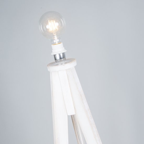 Koopjeshoek: QAZQA Tripod classic - Tripod/driepoot vloerlamp - 1 lichts - H 1400 mm - wit
