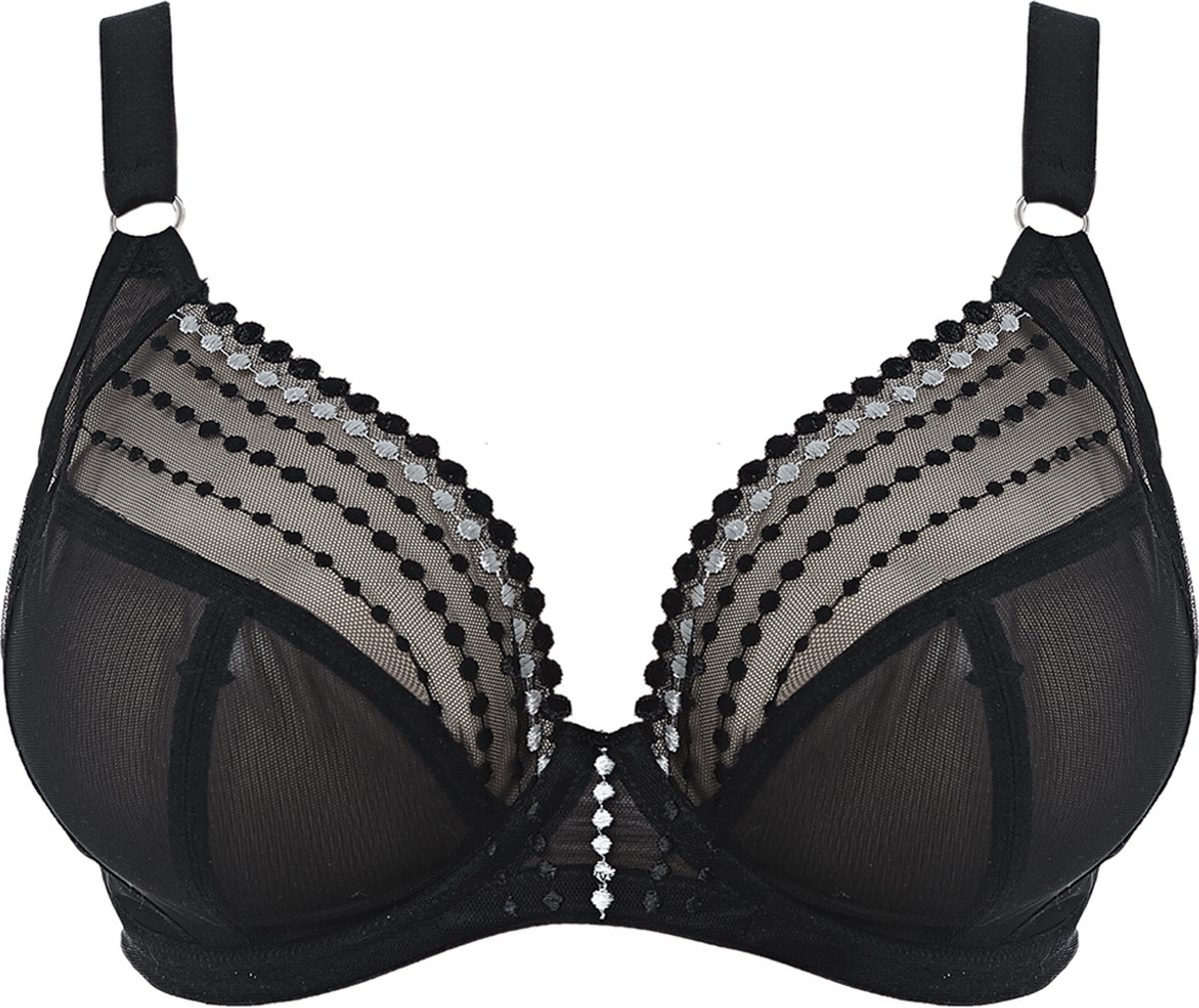 bh, bralette, tulle, zwart, kant