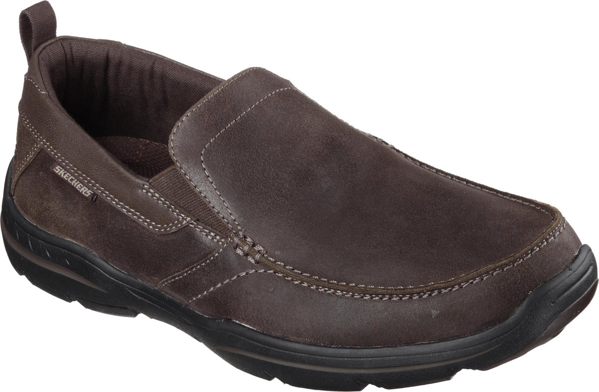 slip-on, bruin, leer, mocassin, schoenen