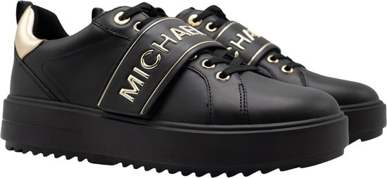 Michael Kors - Maat 37 - Emmett Strap Lace Up Dames Sneakers - Zwart
