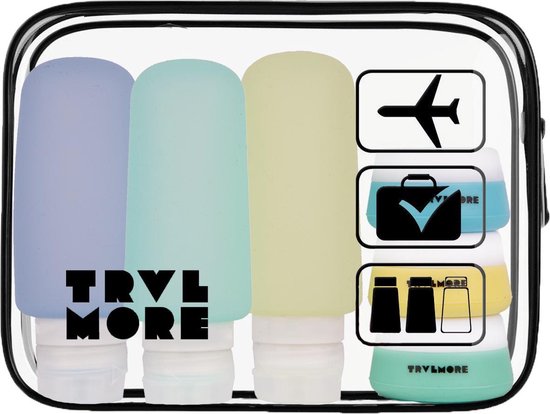 TravelMore Navulbare Silicone Reisflesjes met  Etui