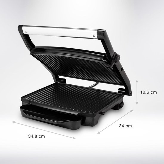 Princess Panini Grill 112415 – Contactgrill groot 30 x 24cm - Tosti apparaat - Grill apparaat - Zwev